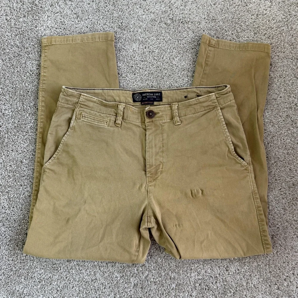 American Eagle Outfitters Active Flex Pants Mens 32x30 Beige Chino Stretch